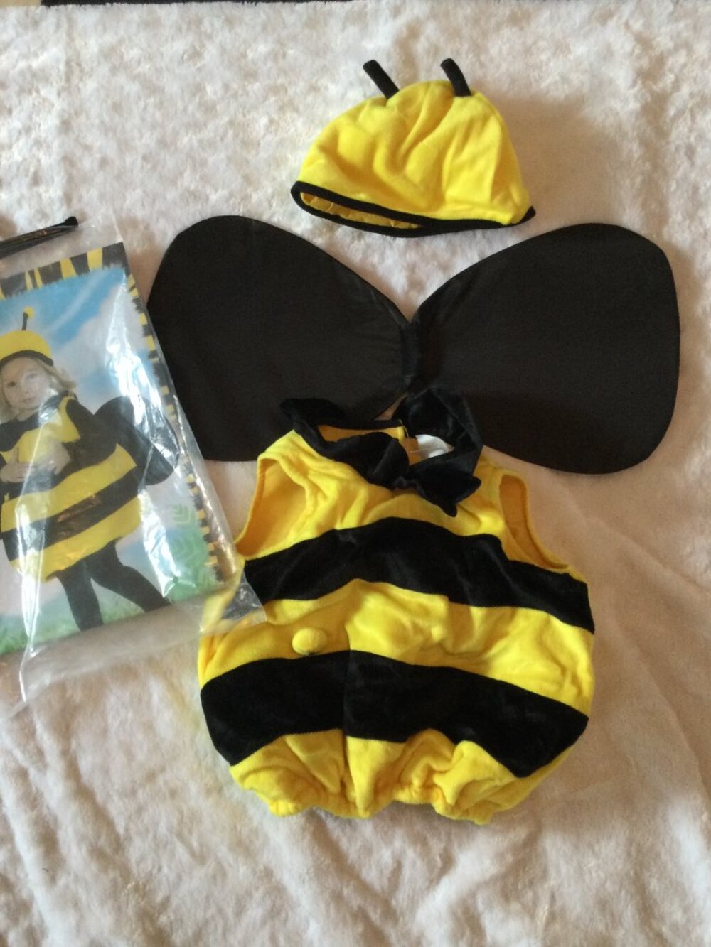 Yellow & Black Fleece Infant Toddler Bumble Bee costume One Size up to 24M 3Pcs
